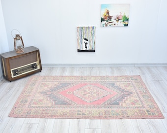 4x7 Turkish Rug Small,Vintage Rug Small,Oushak Rug Small,Anatolian Rug,Pale Small Rug,Pastel Small Rug,Handmade Rug,Office Rug,Outdoor Rug