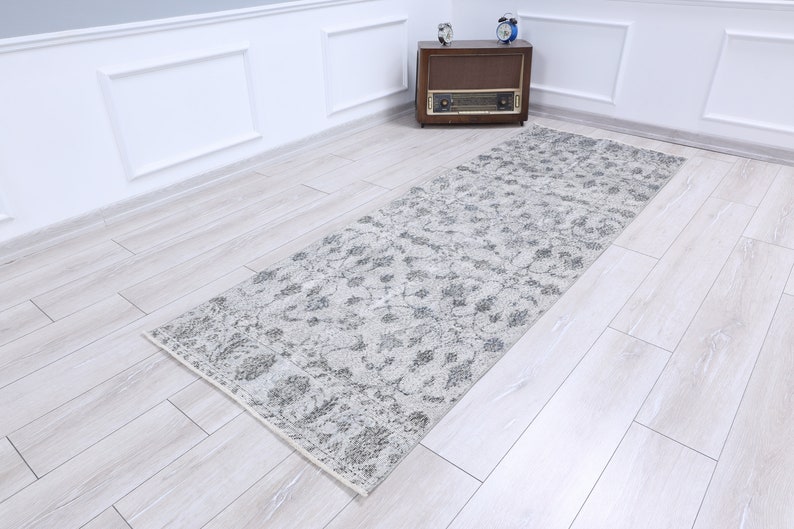 Runner rug Grey,Overdyed Runner Rug,Oushak runner rug,Hallway runner rug,Kitchen rug,Anatolian rugs