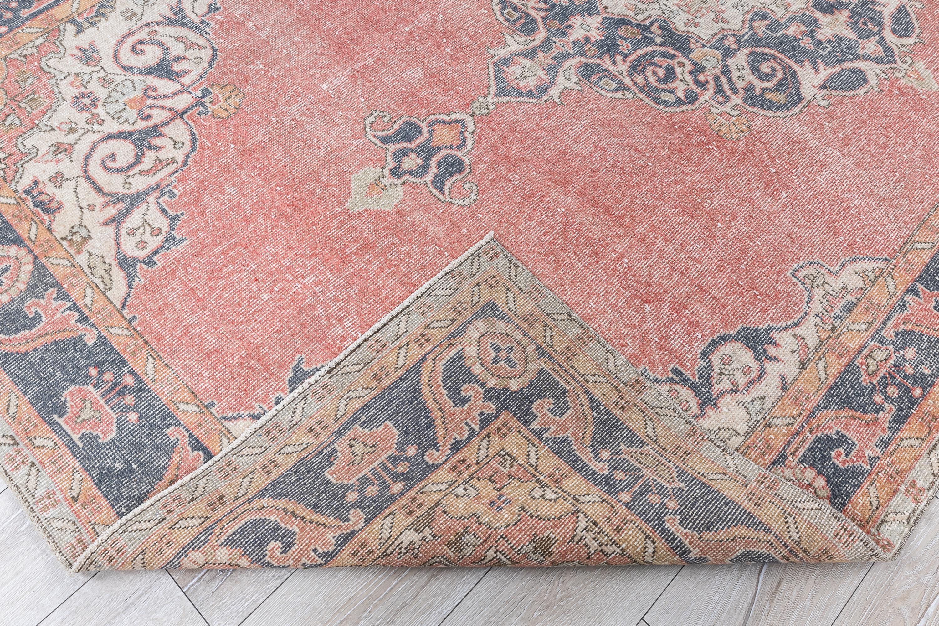 ピンクのラグ - 大型ヴィンテージトルコラグ - 6x11 落ち着いた