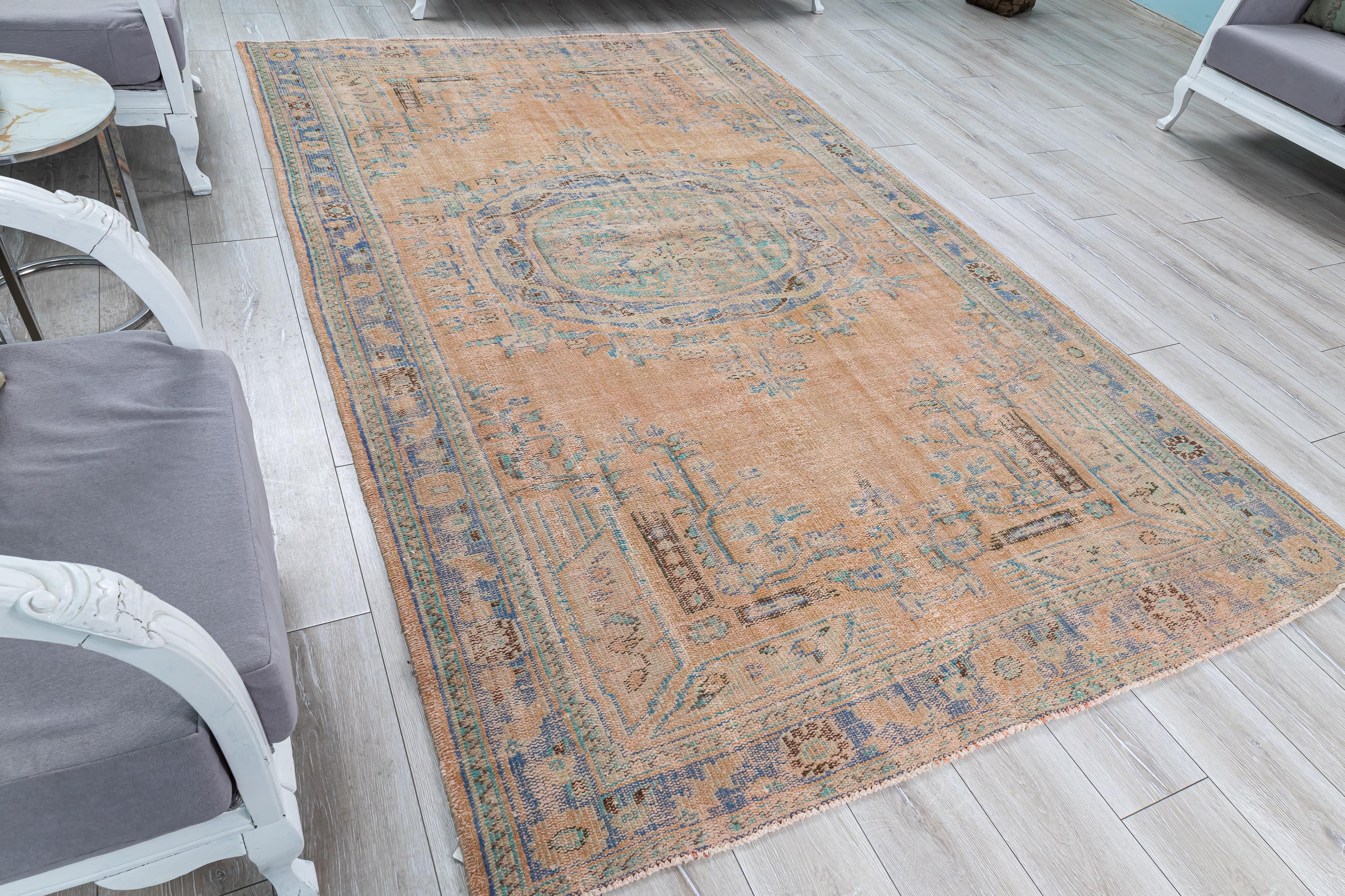 Vintage Turkish Wool Rug | 9.9 X 6.1 Ft, Orange Medallion - Etsy