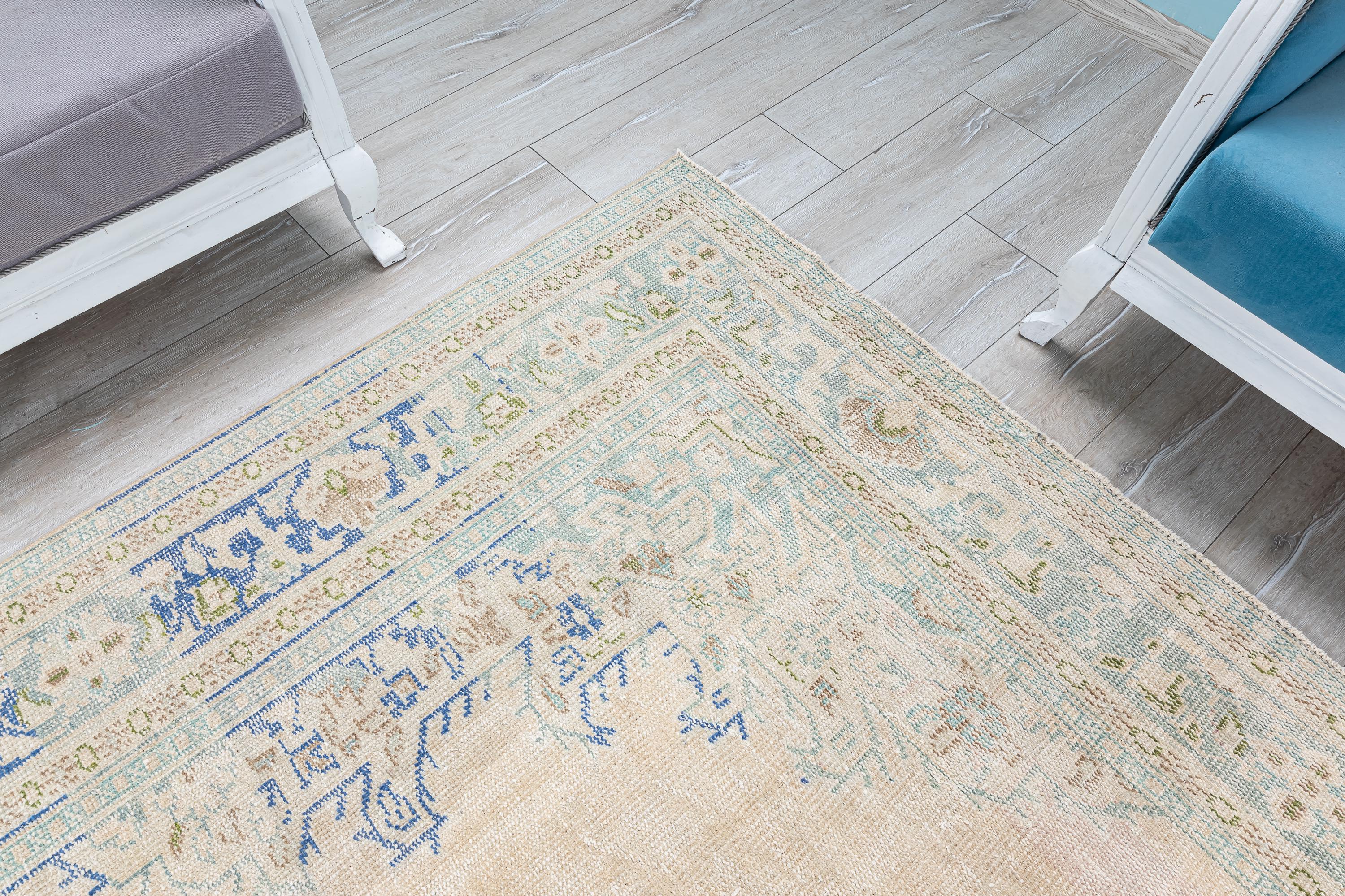 Neutral Large Oushak Rug - Vintage Faded Primitive Oriental Hand