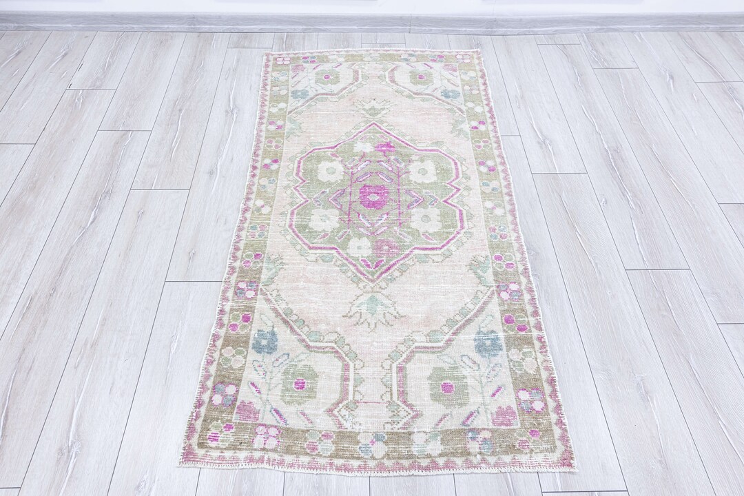 Turkish Rug 3x5 Faded Pink Vintage Rug 3x6 Small Oushak Etsy