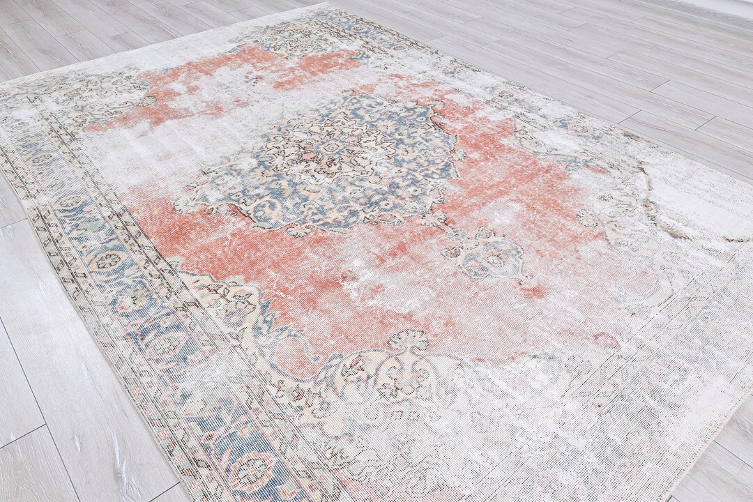 Antique Rug 7x10 Persian Very Old Hand Woven Bohemian Rug, Wool Rustic ...
