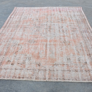 8.7 x 6.1 Ft/Pink Area Rug,Oushak Vintage Distressed Rug,Bohemian Rug,Decorative Rug,Antique Rug,Turkish Rug Pink,Overdyed Rug,Primitive Rug