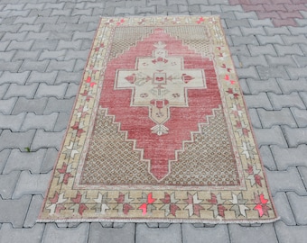 Hand Knotted Turkish Oushak Rug, Pastel Pink Small Wool Carpet (6.1x3.5 ft)