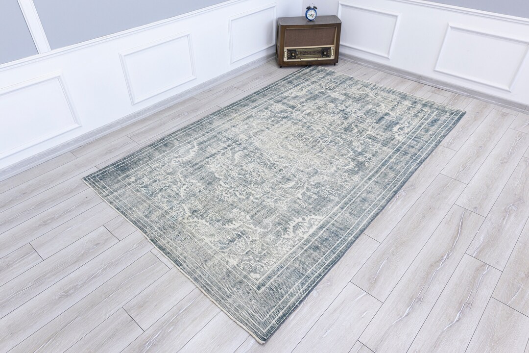 5.6 X 8.8 Feet Vintage Distressed Light Blue Area Rug,turkish Pastel ...