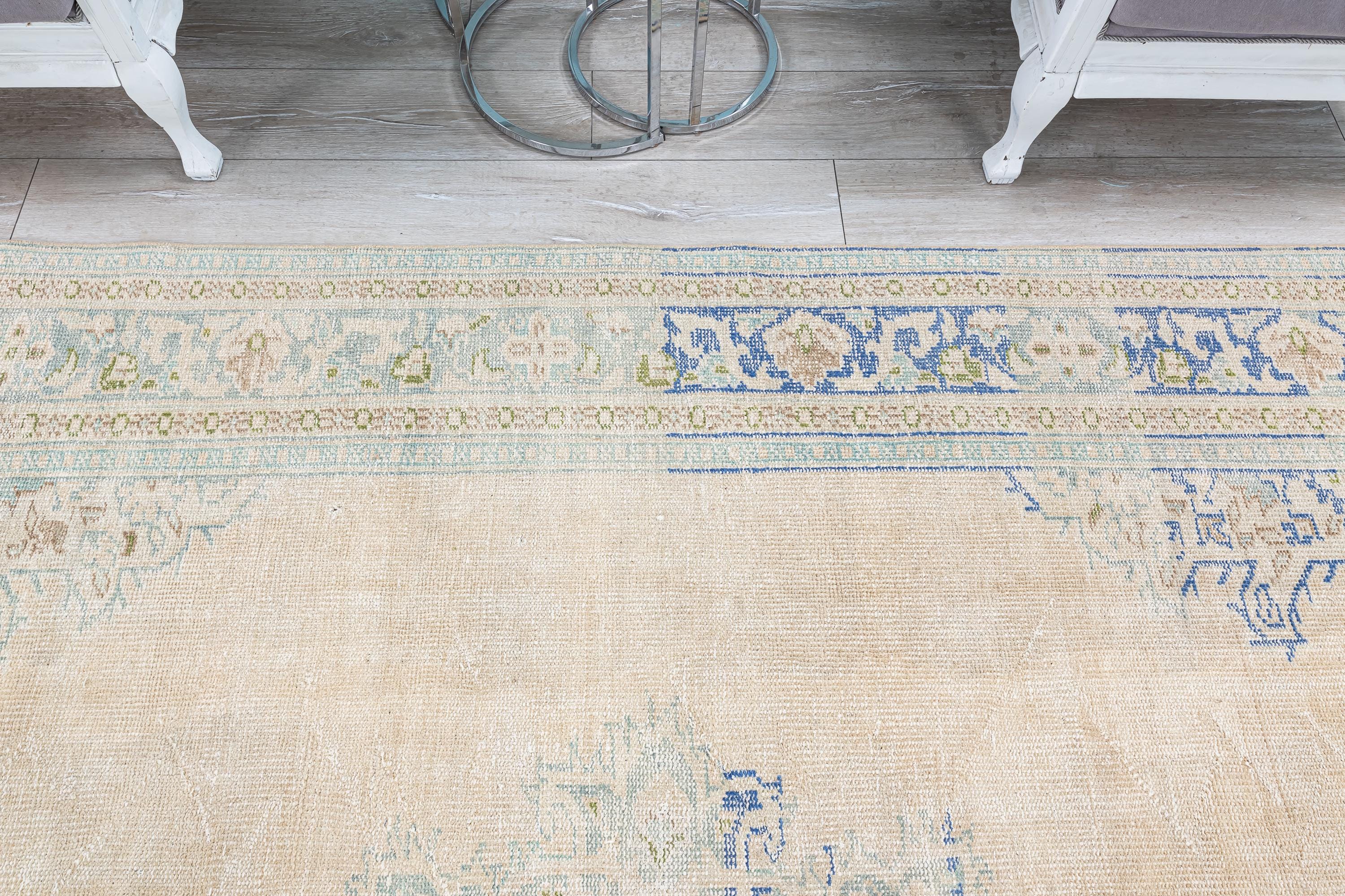 Neutral Large Oushak Rug - Vintage Faded Primitive Oriental Hand
