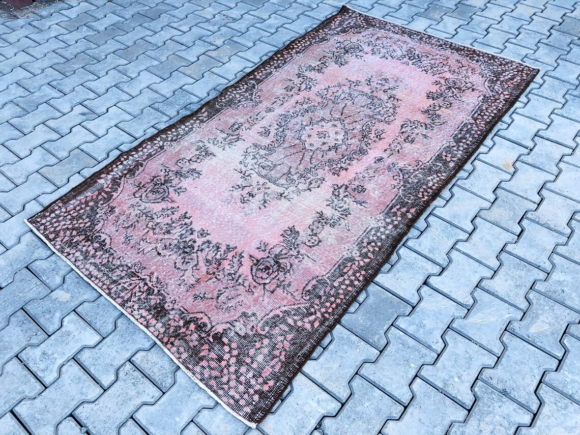 Pink Oushak Rug Vintage Light Pink Small Area Rug Turkish Rug Etsy