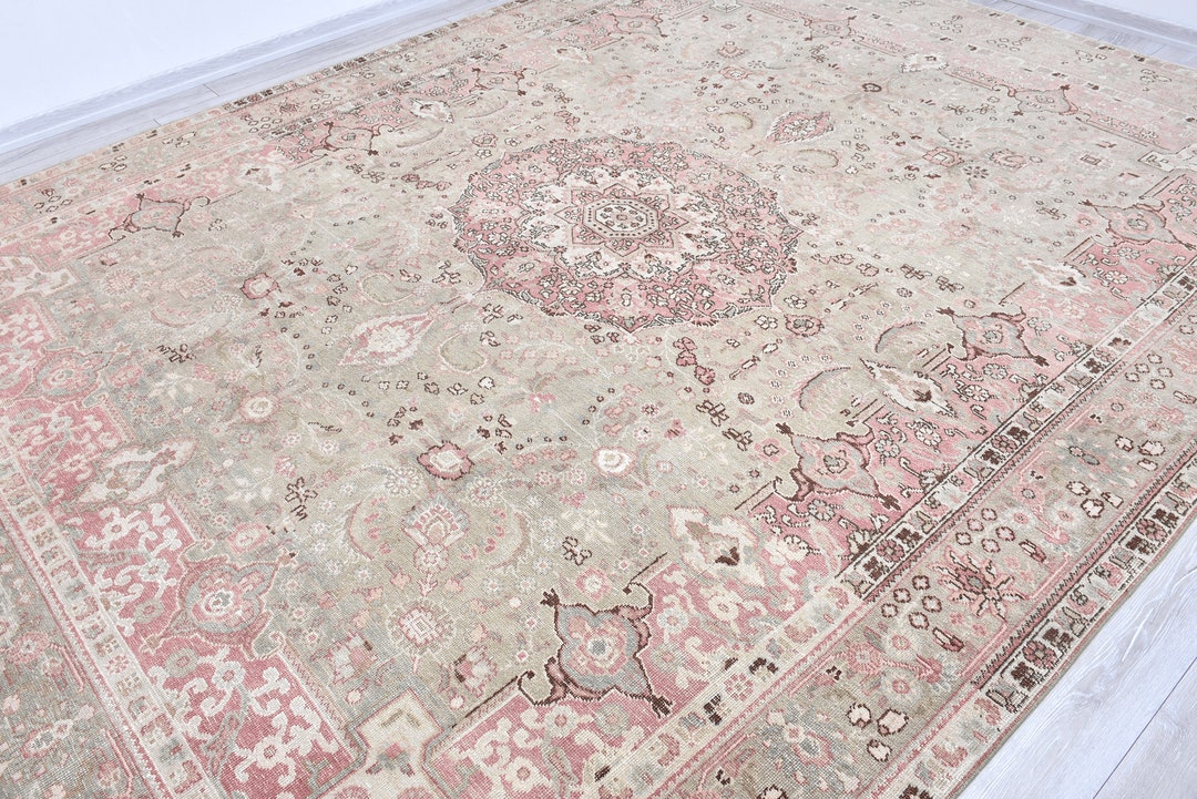 Pastel Large Rug Large Vintage Rug 10'x13' Oversize Pastel Rug, Large Persian Rug, Pale ...