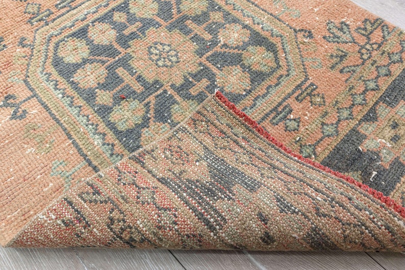 Pastel Pink and Black Runner Rug 11.9 X 2.5 Feet,turkish Runner Rug