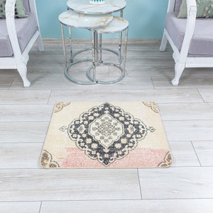 Vintage Rug, 2x3 Door Mat Turkish Rugs, 2x3 Bohemian Anatolian Carpet,Turkey Door Mat, 2x3 Unique Wool Rug, 2 x 2.5 feet