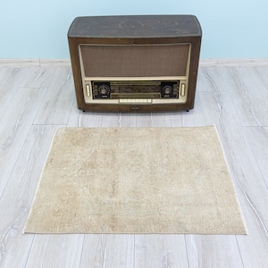 2x3 Primitive Small Neutral Turkish Rug 2x3 Oushak Muted Bathmat,Bohemian  Doormat Carpet,Vintage Unusual Rugs, 2 x 2.8 Feet