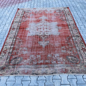 Turkish Vintage Rug Large Oushak Rug Oversize rug Distressed Area Rug Bohemian Rug Large Nomadic Rug Handmade Wool Area Rug 6.8 x 9.8 feet