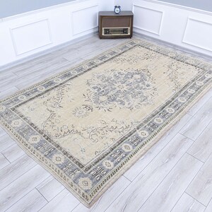Turkish Oushak Faded Area Rug / Hand Knotted Area Rug / Unique Rug / Muted Rug / Pastel Rug / Vintage Antique Muted Rug