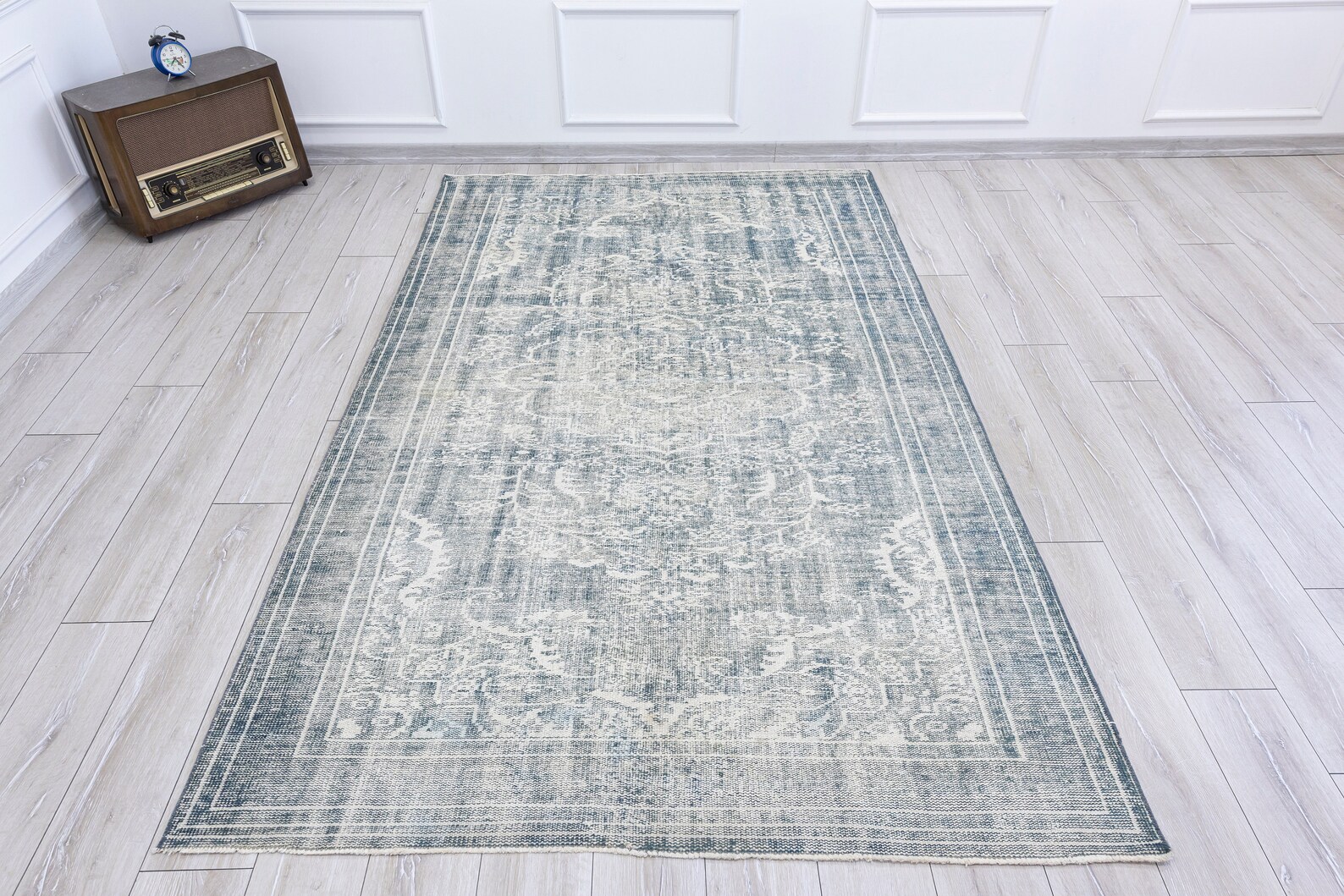 5.6 X 8.8 Feet Vintage Distressed Light Blue Area Rug,turkish Pastel ...