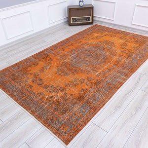 Turkish ORANGE Rug, Vintage Area Orange Hand wowen Overdyed Rug, Modern Oriental Bohemian Rug, Home Decor, Rugs Living room