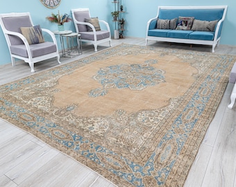 Turkish Oushak Oversized Rug - Vintage Extra Large Area Carpet - Pastel Bohem Decor