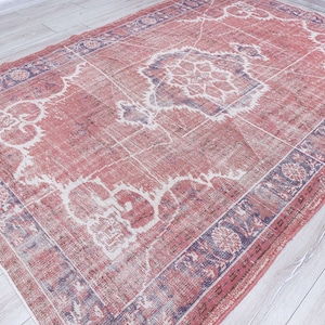 Pink Rug, Turkish Decarative Pink Area Rug, Vintage Oushak  Pink Anatolia Handmade Rug,Nursey,Farmhouse Boho Decor