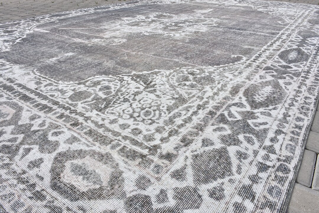 Extra Large Grey Wool Turkish Rug 13.5x9.3 Ft Oushak Etsy