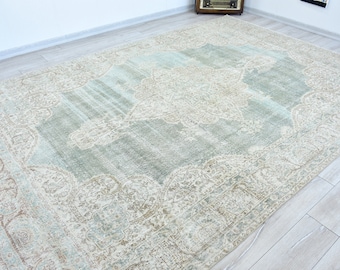 Muted Oushak Large Rug 11.9 x 8 Feet Turkish Rug Large,Antique Unique Rug,Pastel Large Rug,Bohemian Rug,Vintage Rug Large,Oversize Wool Rug