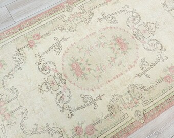 Oushak Turkish Rug, Vintage Wool Handmade Rug (3.7 x 6.2 ft)