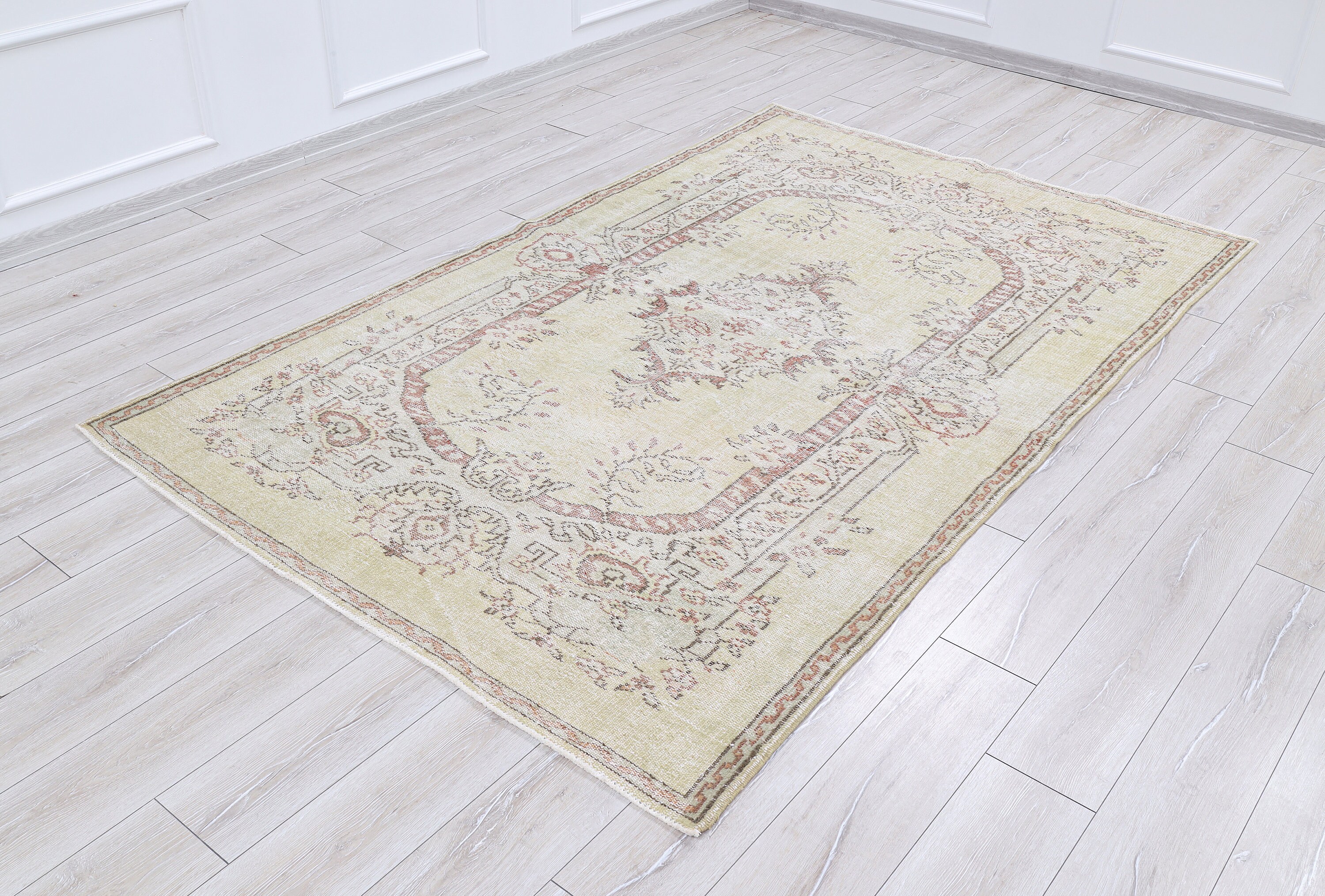 Yellow Area Rug, Pastel Yellow Turkish Rug, Greenish Yellow Yellow Area Rug, Pastel Yellow Turkish Rug, Greenish Yellow
