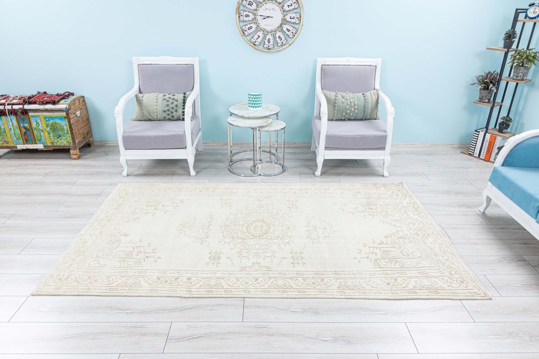 ヴィンテージラグ 5x8 落ち着いたトルコラグ、ニュートラル