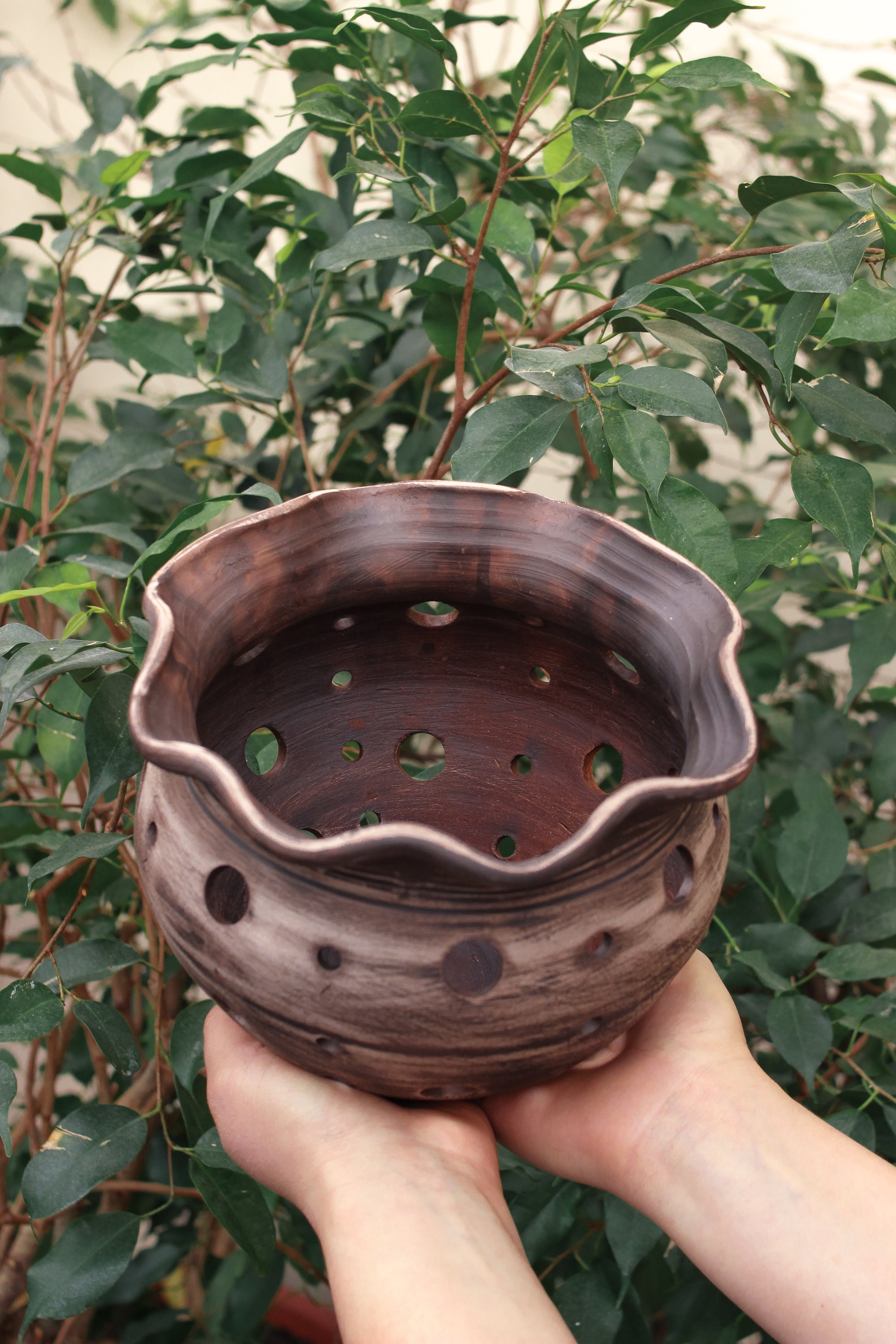 Brown Unglazed Orchid Pot With Large Holes for Roots Etsy Australia