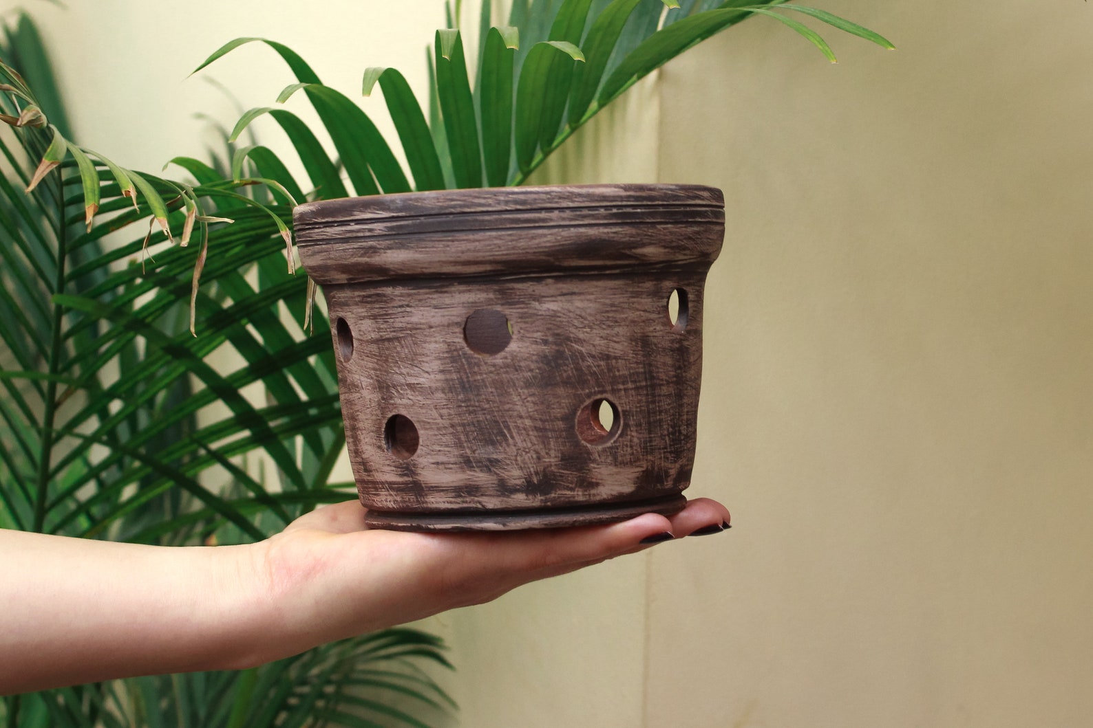 Terracotta Unglazed Orchid Pot With Large Holes for Roots Etsy