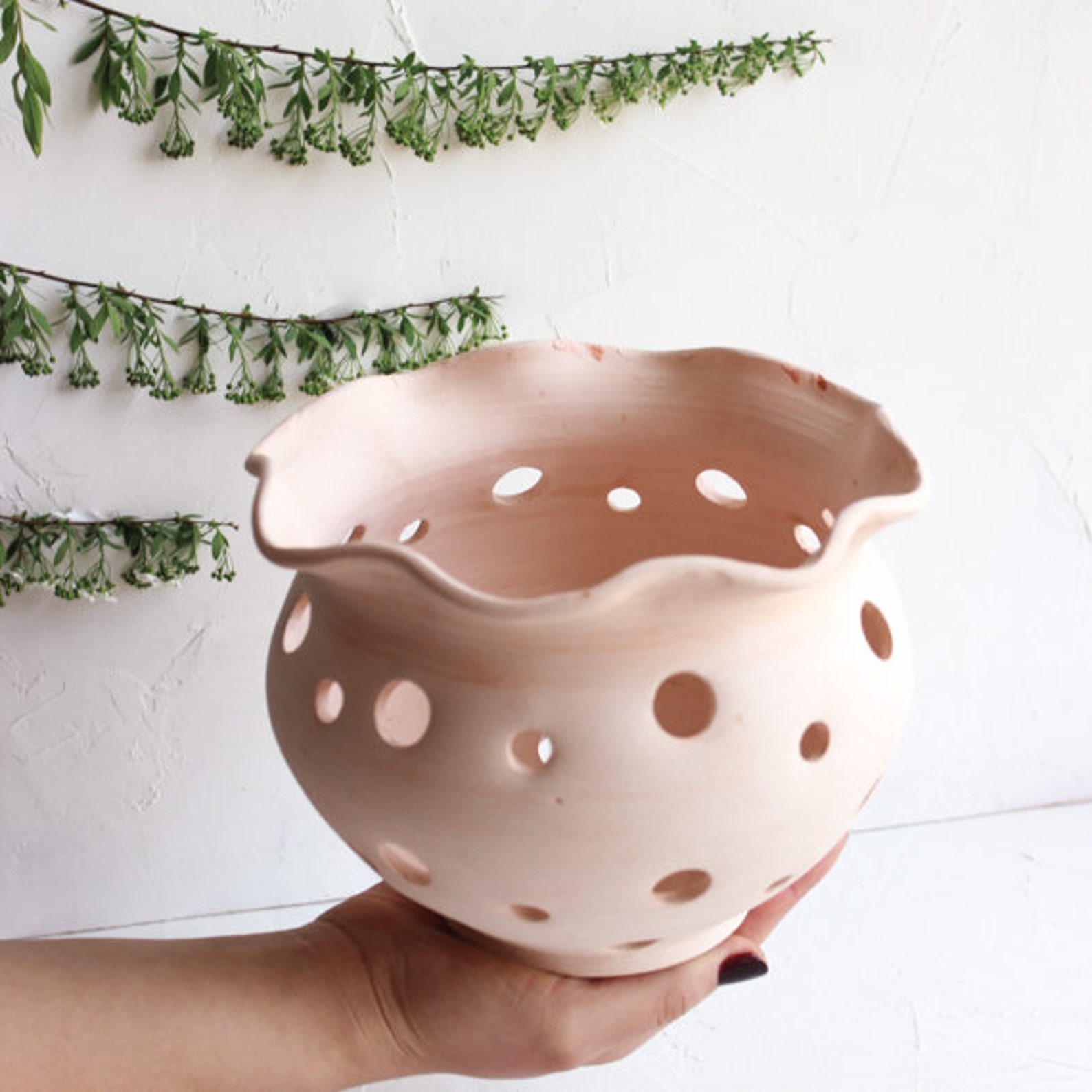 White Unglazed Orchid Pots With Holes Large Ceramic Pot for Etsy