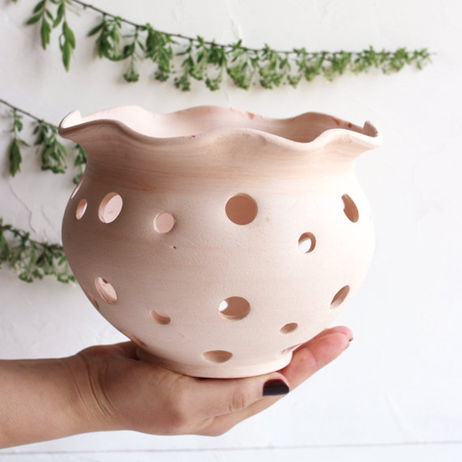 White unglazed orchid pots with holes Large ceramic pot for Etsy