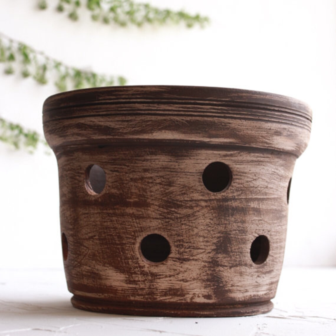 Orchid pots with holes ceramic Large ceramic pot for orchid Etsy