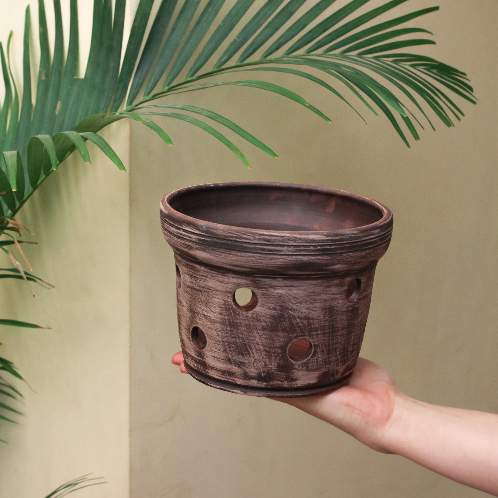 Terracotta Unglazed Orchid Pot With Large Holes for Roots Etsy UK