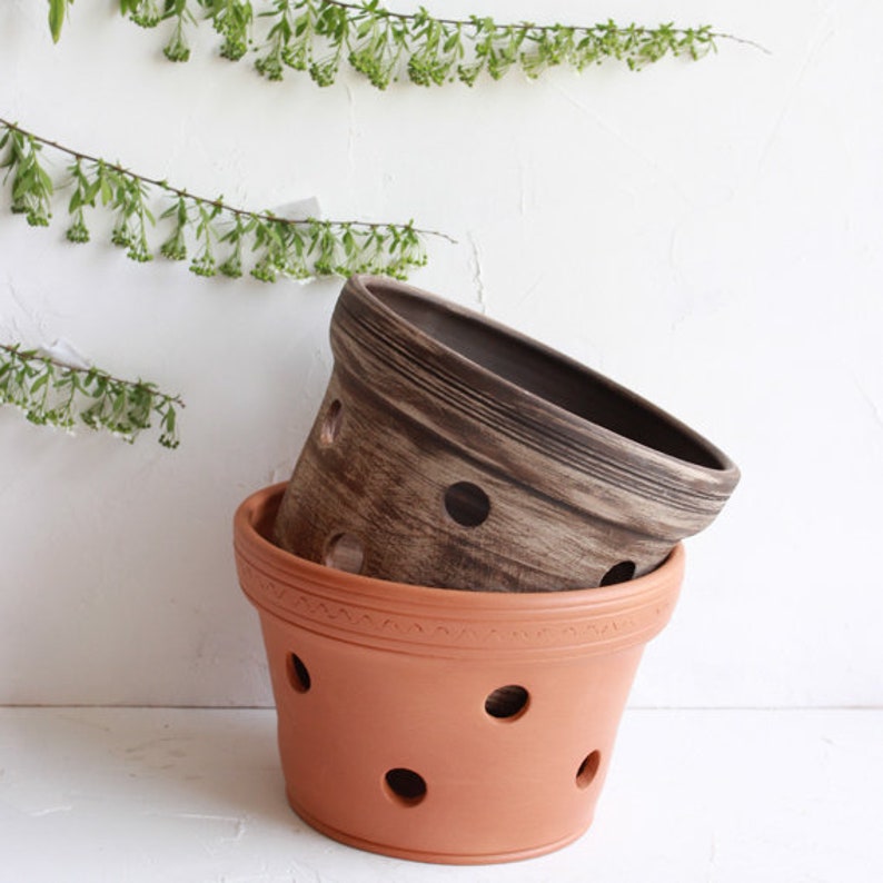 Orchid pots with holes ceramic Large ceramic pot for orchid Etsy