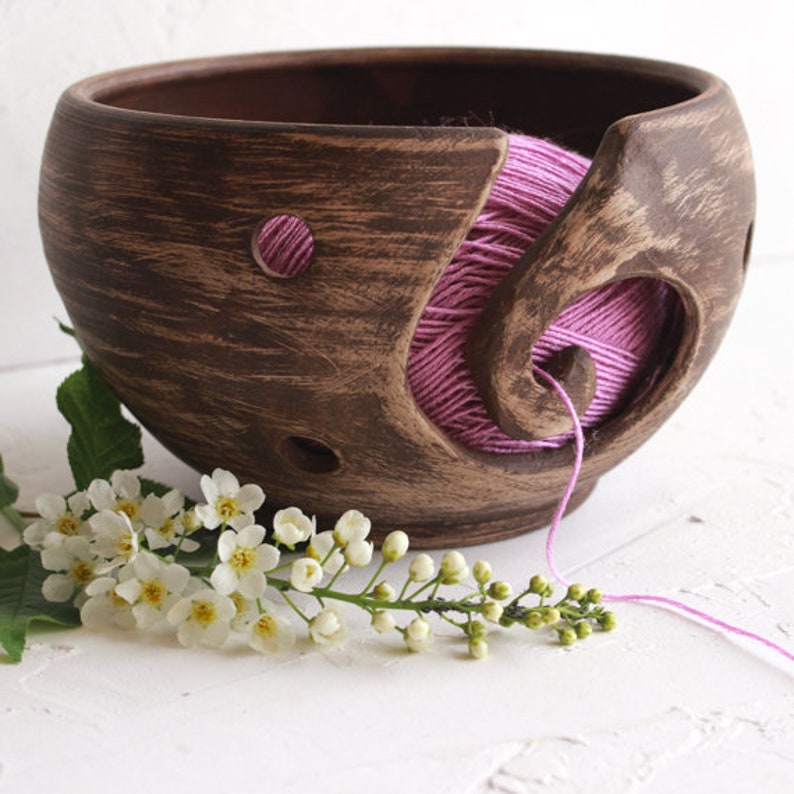 Ceramic yarn bowl for knitting handmade bowl for organizing Etsy