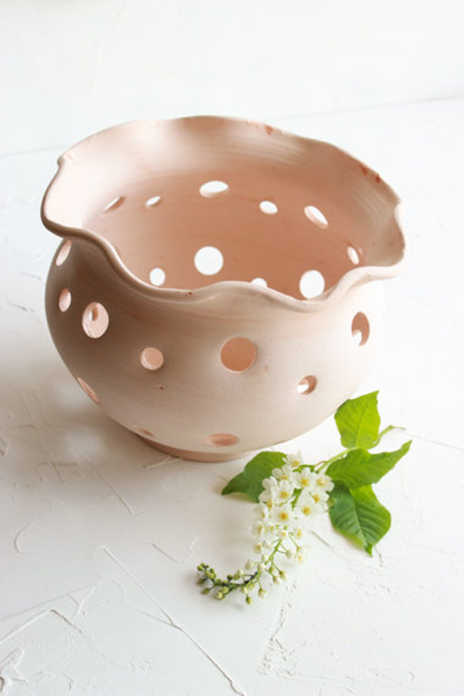 White unglazed orchid pots with holes Large ceramic pot for Etsy