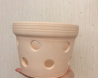 White unglazed orchid pots with holes Large ceramic pot for orchid Whitewashed Orchid Planter Pot with Holes for Orchid Root Air Circulation