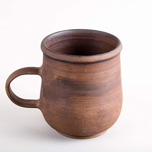 Large Unglazed 12.5 oz Handcrafted Tea Cup Big ceramic handmade pottery coffee mug, Rustic Eco Friendly Stoneware clay milk cups