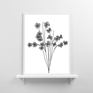 Black and White Floral Wall Art Prints | Digital Download | Wildflower ...