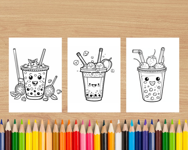 Cute Coloring Pages Boba | Boba Coloring Book | Instant Download ...