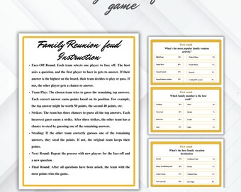 Family Reunion Feud Game | Fun Family Game Printable | Family feud game | Instant Download