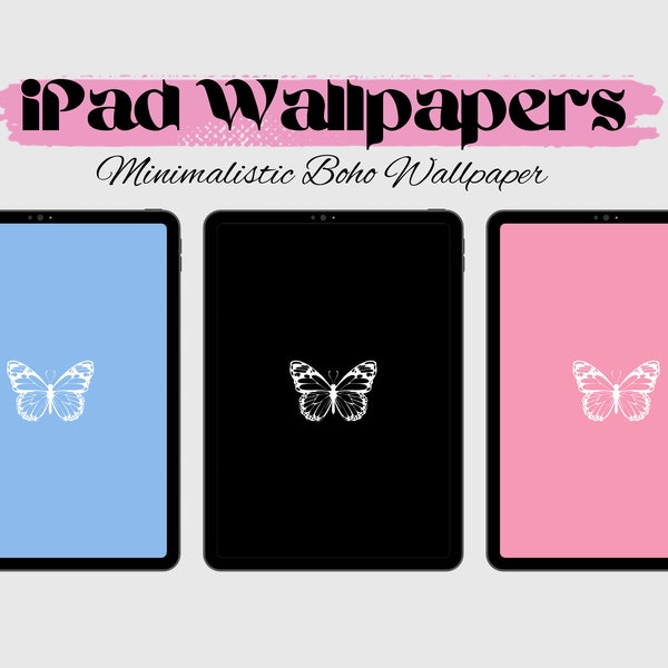 IPad minimalistic boho wallpapers butterfly IOS bundle pink blue and black