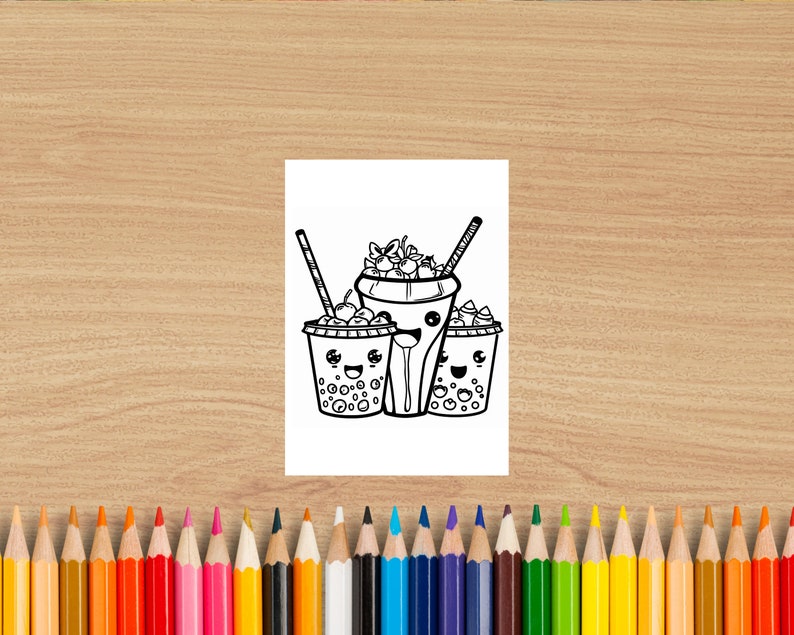 Cute Coloring Pages Boba | Boba Coloring Book | Instant Download