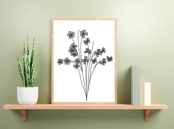 Black and White Floral Wall Art Prints Digital Download - Etsy