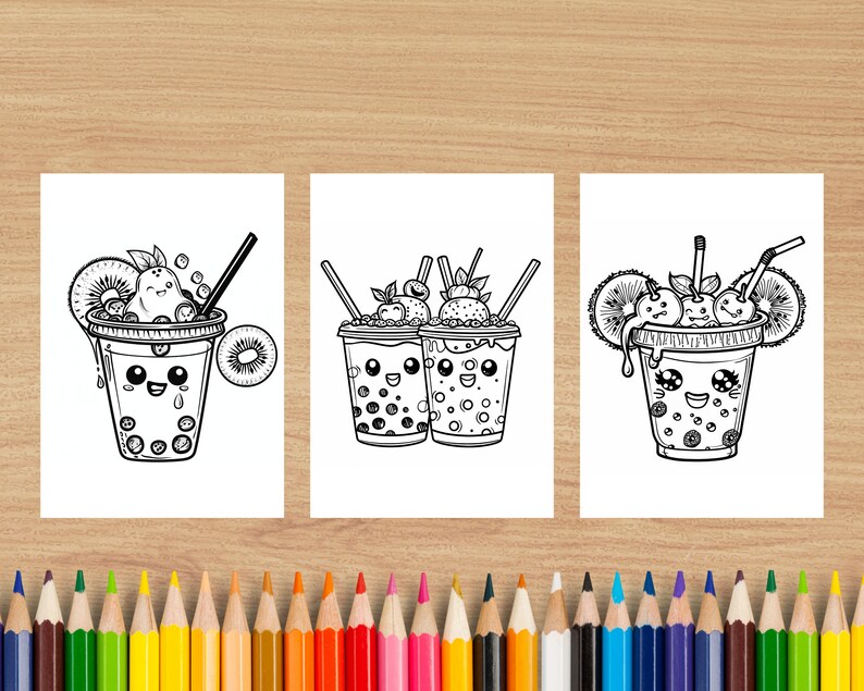 Cute Coloring Pages Boba | Boba Coloring Book | Instant Download