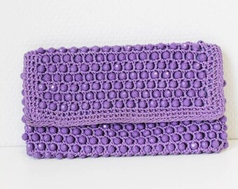 Vintage purple purse, pearl pouch, vintage purse, purple handbag, vintage fashion accessory, clutch purse, purple clutch bag
