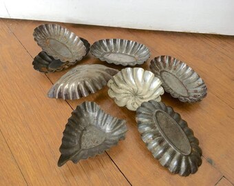 Moules à pâtisserie, Lot de 8 petits moules, moule à gâteau, cadeau pâtissier, ancien moule à gâteau, moule coeur, moule oval,