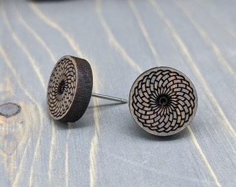 Circle Stud Wood Earrings