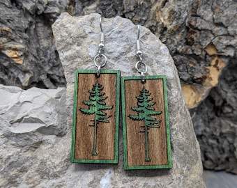 Embossed Tree Wood Earrings