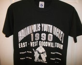 Vintage 90s Hockey T Shirt S Indianapolis Youth Hockey 1990 NHL Goodwill Tour Indy Fuel Ice Pepsi Coliseum Logo 7 Russia Poland Latvia EUC